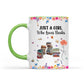 Just A Girl Who Loves Books Birth Month Flower - Personalized Reader Girl Coffee Mug For Book Lover