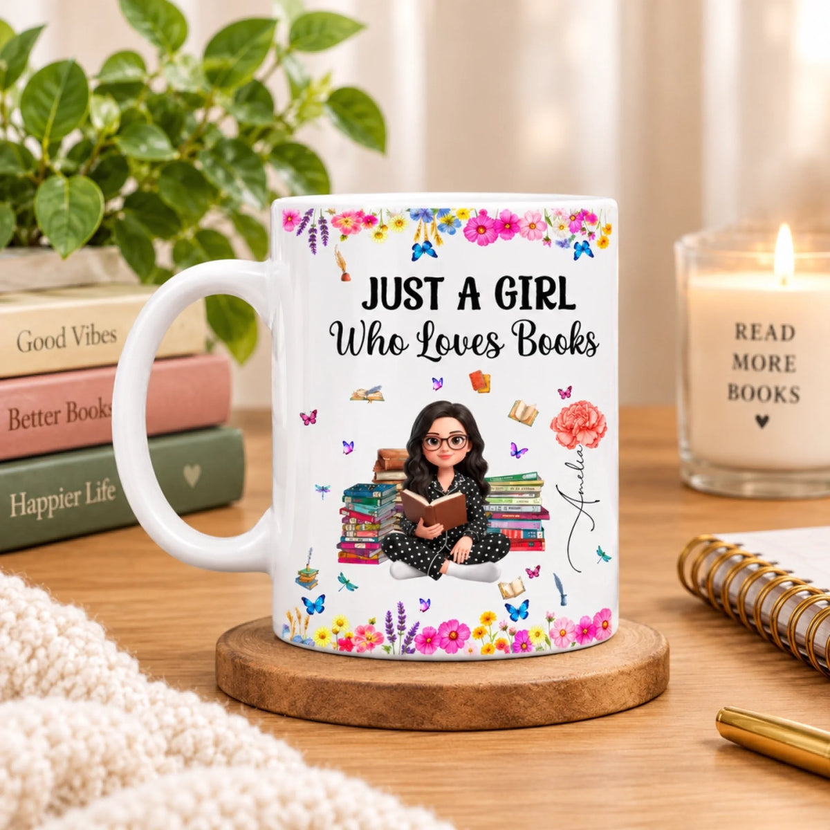 Cozy Book Lover Mug Vignette