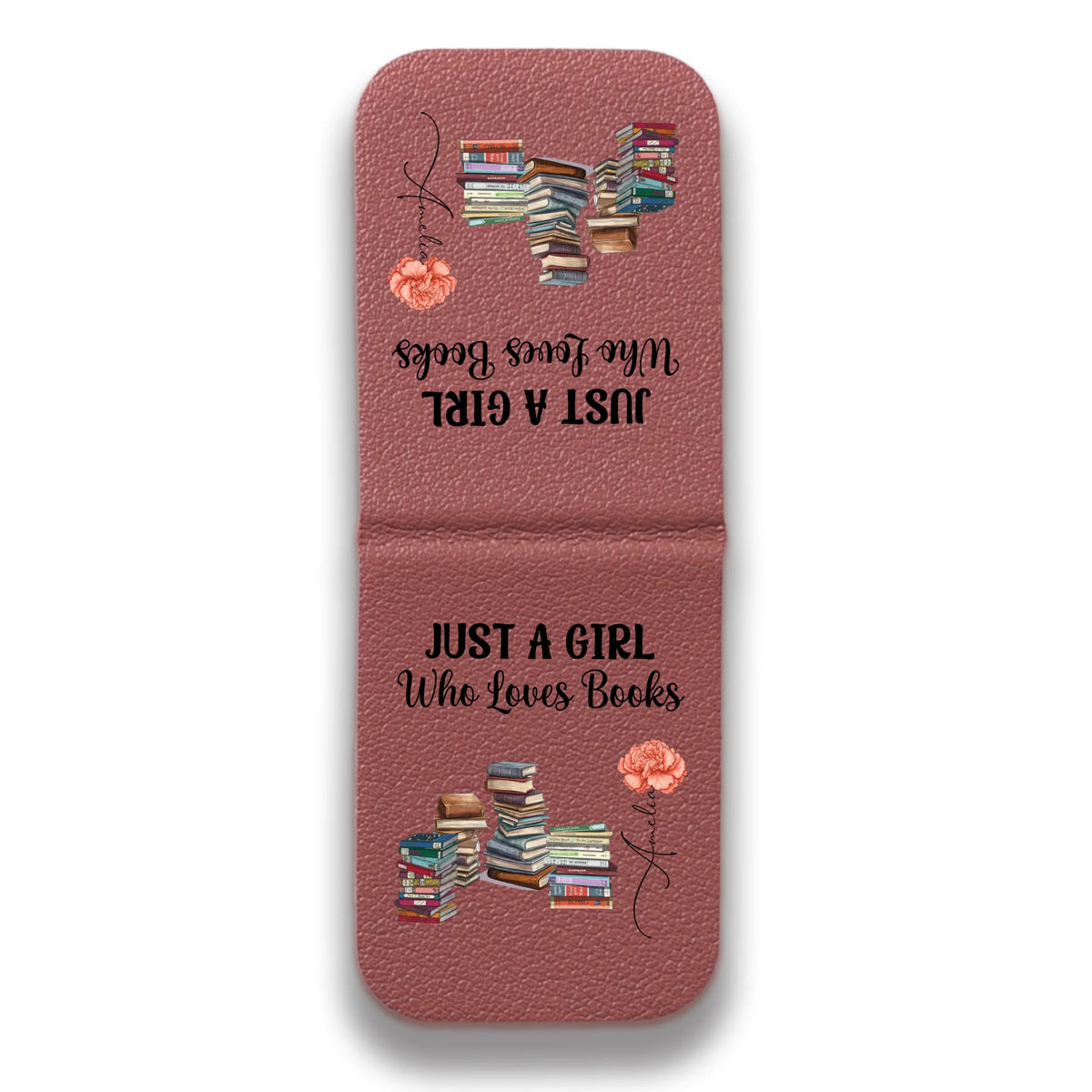 Just A Girl Who Loves Books 3D Effect Reading Woman - Personalized Leather Magnetic Bookmark - Gifts For Book Lovers