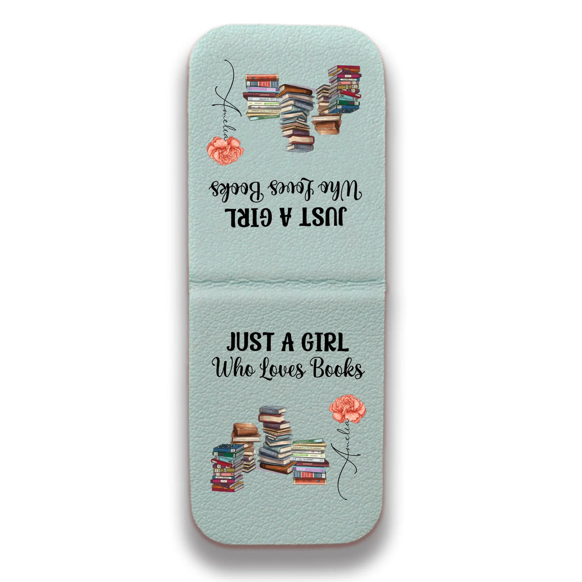 Just A Girl Who Loves Books 3D Effect Reading Woman - Personalized Leather Magnetic Bookmark - Gifts For Book Lovers