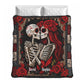 Personalized Skeleton Couple Blanket – Custom Names Gothic Skull Lovers, Red Rose Romantic Couple - Halloween Gifts For Couples